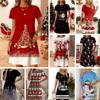 Robe imprimé Sapin de Noël pour Femme Rouge Doré Tenue de Fête de fin d'Année Robe Longue Élégante Toutes Saisons pour Noël Saint-Sylvestre Noël