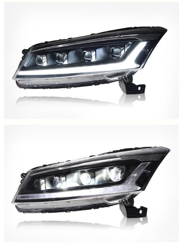 08-13 Accord Headlight Assembly LED DRL Devil Eye with Sequential Turn Signal