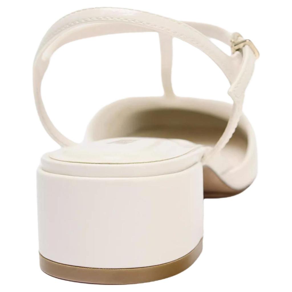 Zara Elegant Patent Leather Effect Open-Back Chunky Heels 4cm Women Heels White 2253510001