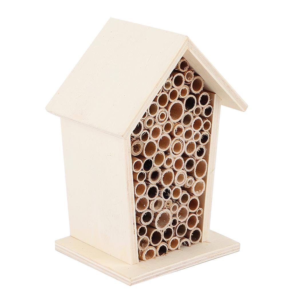 Wooden Insect Bee House Wood Shelter Nesting Box for Outdoor Garden Decoration