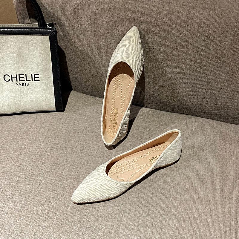 

Мода 2025 Новые полосатые тканевые балетки Женские туфли на плоской подошве Большого размера 42/43 Женские туфли-лоферы с острым носком для платья Зеленые балетки 10.5 абрикосовый