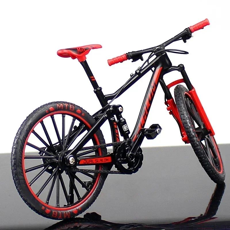 1:10 Mini Alloy Mountain Bike Model Diecast Metal Finger Racing Bicycle Folded Cycling Ornaments Collection Playthings for Kids Gifts