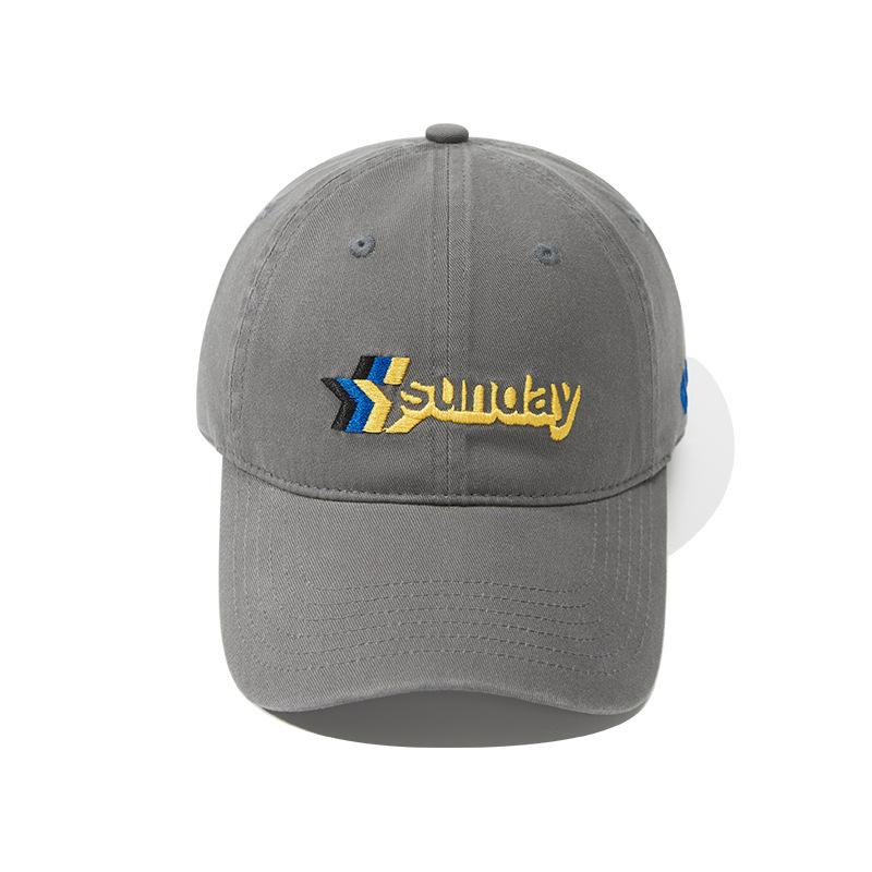Tide Brand Color Matching Embroidery Baseball Hat Men's Wide Brim Modified Face Cap Outdoor Sunshade Versatile