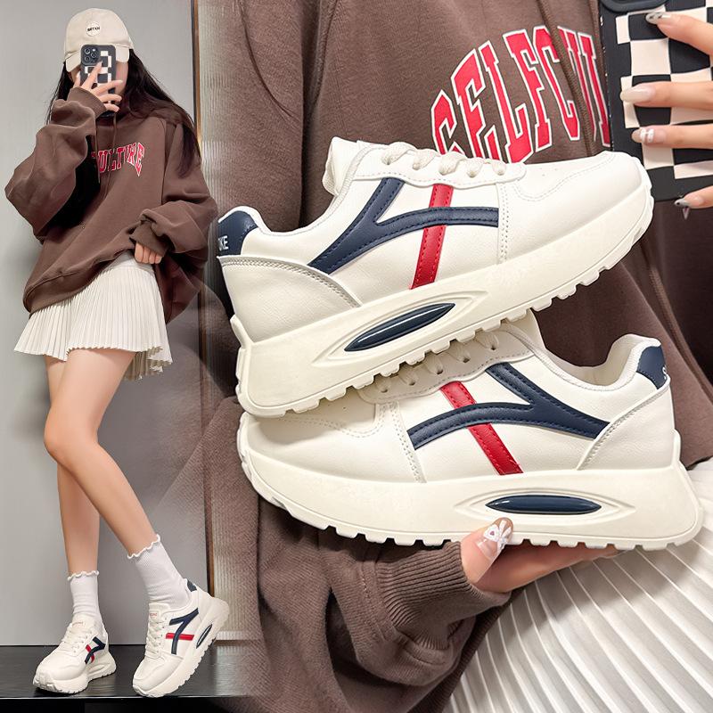 Spring and Summer New Leather Sneakers Platform Casual Dad Shoes Forrest Gump Shoes