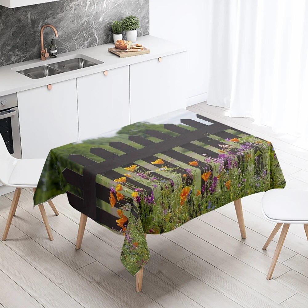 Rose Flower Tablecloth Restaurant Table Decoration Wedding  Anti-Stain Rectangular  Home