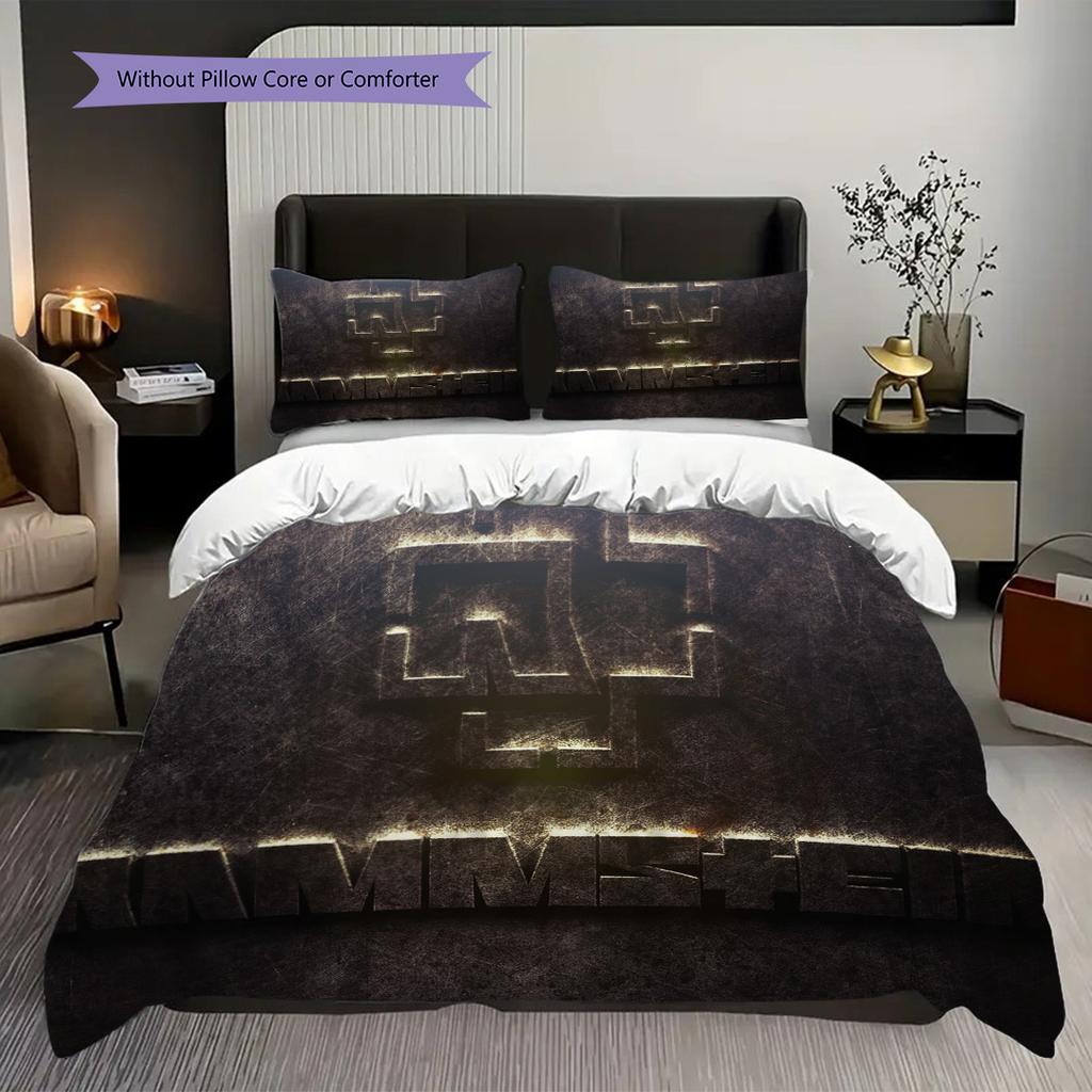 Rammsteins Industrial Rock Legacy Three-piece Set (1 * Duvet Cover + 2 * Pillowcase, Without Core) 2D Flat Soft and Comfortable Bedding Set