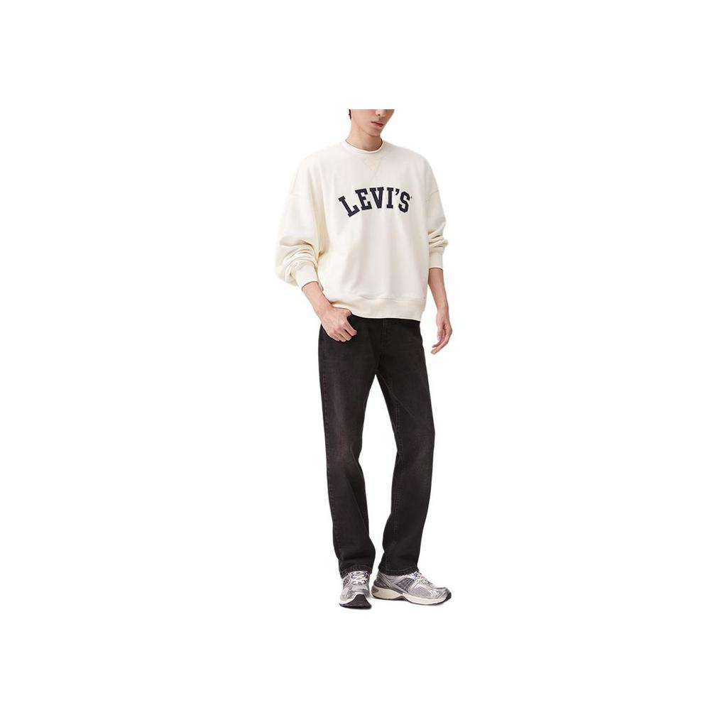Levis Loose Logo Embroidered Printed Long Sleeve Sweatshirt Men Sweatshirt Beige 002HL-0000