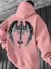 Large Print Loose Hooded Sweater, Dark Gothic Religious Men's and Women's Casual Pullover Hooded