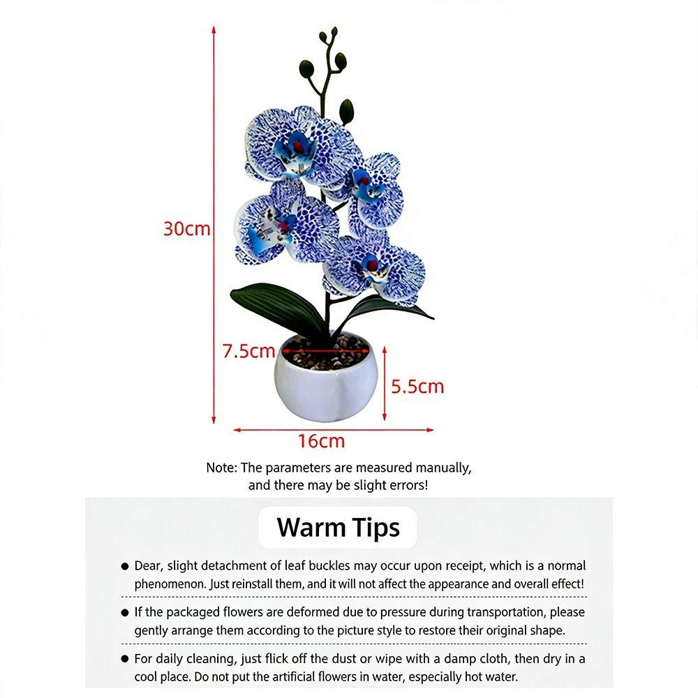 Multicolor Artificial Orchid Bonsai White Flowerpot Green Leaves Simulation Flower Potted Photo Props Accessories
