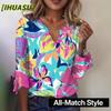 Women's Fashion Casual Long Sleeve V Neck Blouses & Shirts