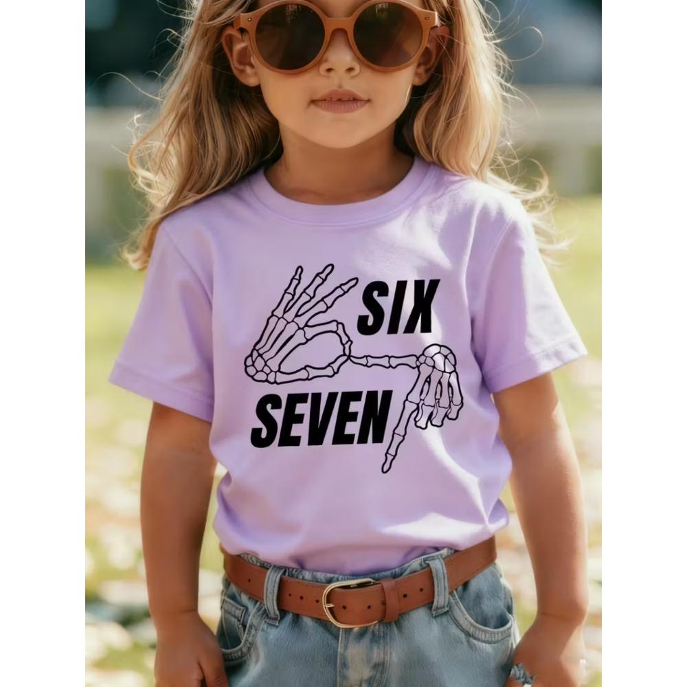 Fashion Men and Women's T-shirt Funny Digital 6 7 Print T-shirt Loose Short Sleeve Tops Summer Casual Kids Clothing