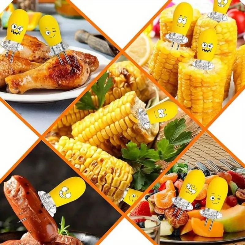 2/1PCS Corn Fork To Eat Corn Anti-scalding Artifact To Eat Corn Insulation Stick Stainless Steel Fruit Fork Children's Safety Folding Fork