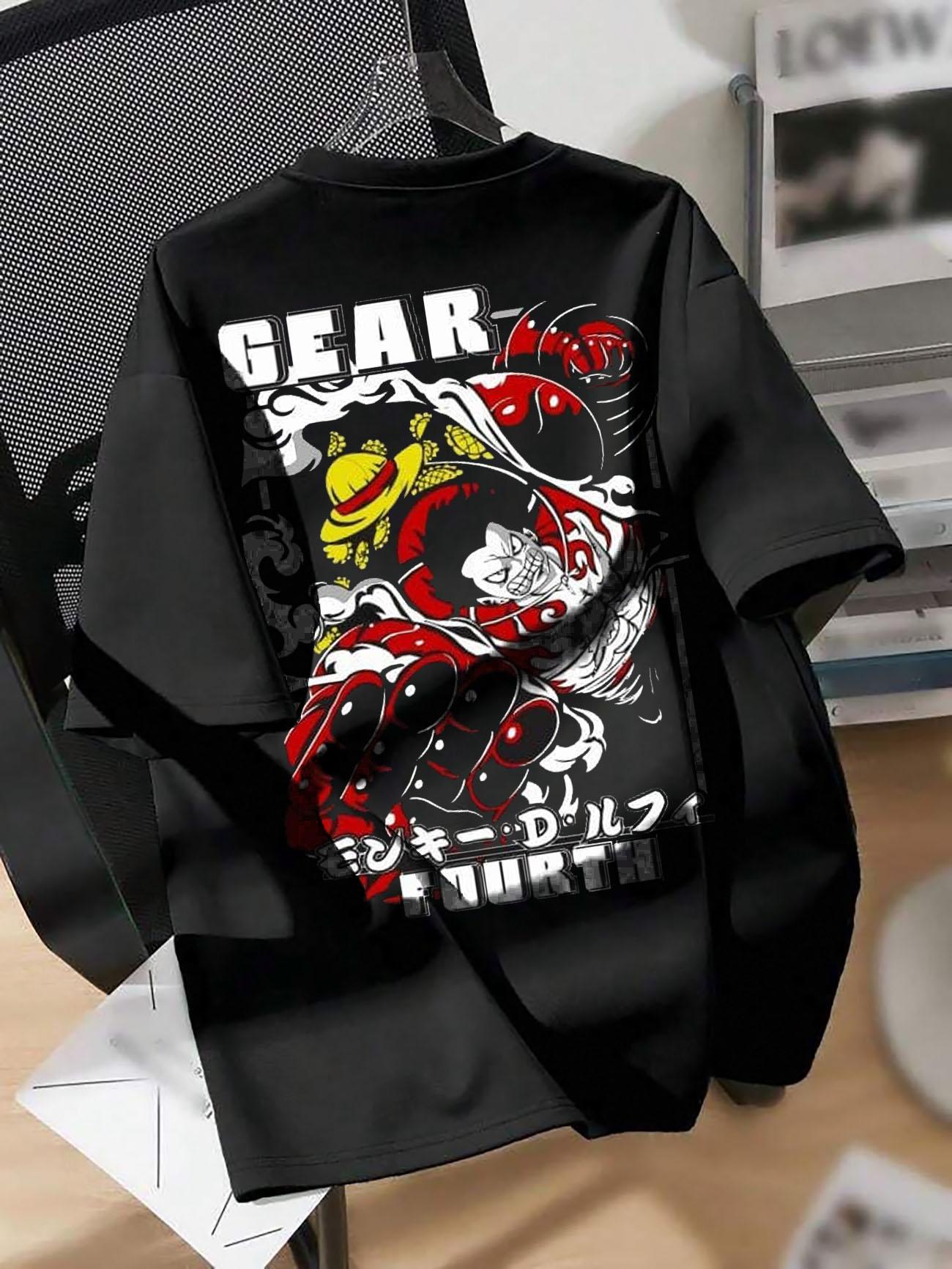 

Summer 2026 One Piece Luffy four Jump Unisex Trend Theme 100 Cotton Printed Oversize Loose Tshirt Adult Parentchild Top S