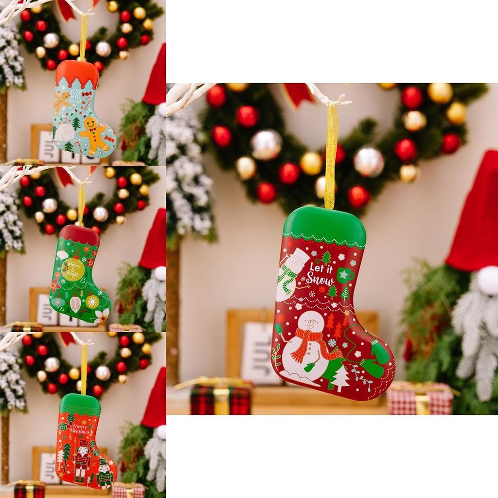 Elegant European American Style Christmas Socks Decorative Metal Gift Boxes For Seasonal Cheer