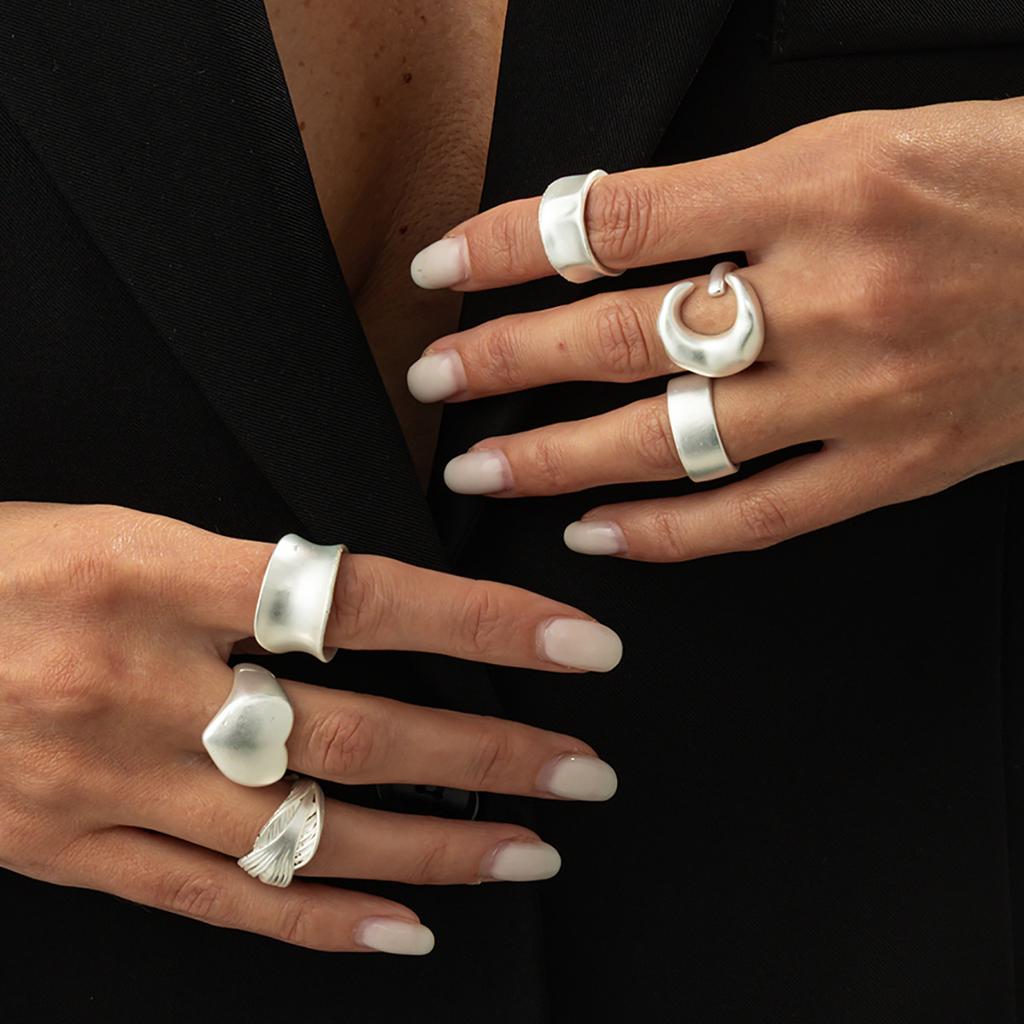 Matte Matte Love Wide Edge Ring Female, Metal Folded Matte Open Ring Index Finger Ring
