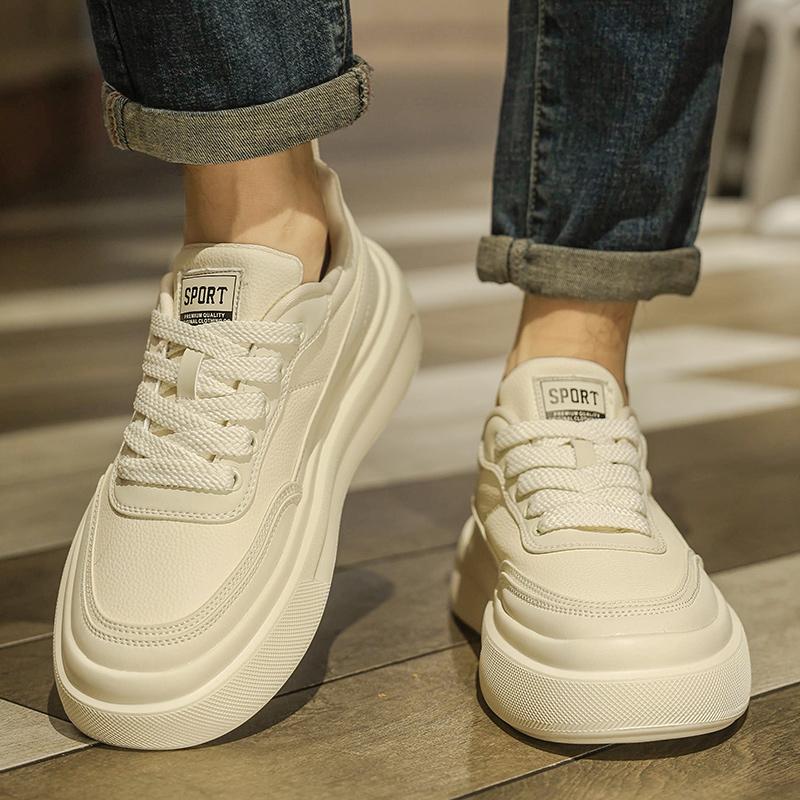 Plush Men's Chunky Skate Shoes Fleece-lined Leather Flat Working Casual Board Shoes Workwear Sneakers Low-Top Fur Skateboarding