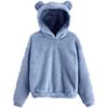 European and American-style Winter/fall Plush Hoodie with Rabbit Ear Design, Warm and Stylish Sweatshirt