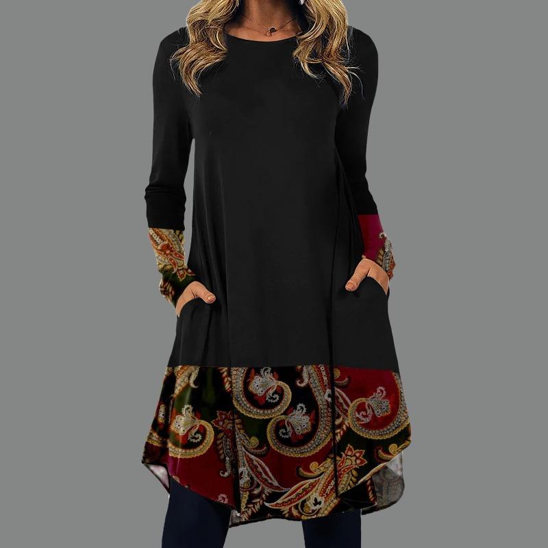 JPNTKY Moda Autunno Inverno Manica Lunga Girocollo Abiti Casual