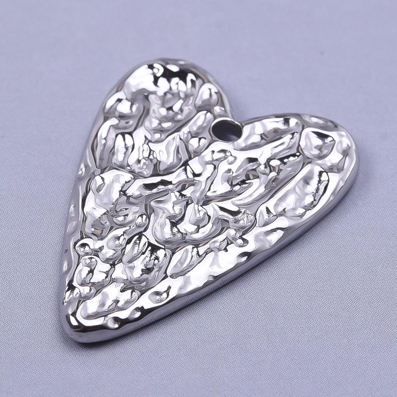 High Quality 6pcs Silver Color Heart Charm Stainless Steel Charms For Jewelry Making Pendnat Breloque Acier Inoxydable Materials