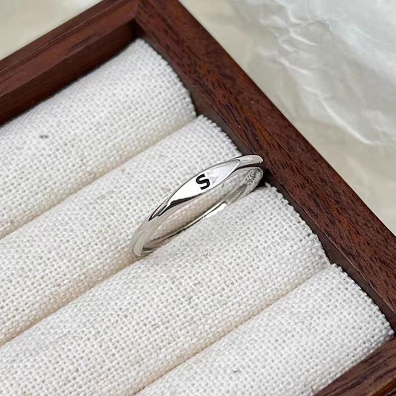 Silberner Koreanischer 26 Buchstaben A-Z Offener Ring Herren und Damen Ring Partnergeschenk Schmuck