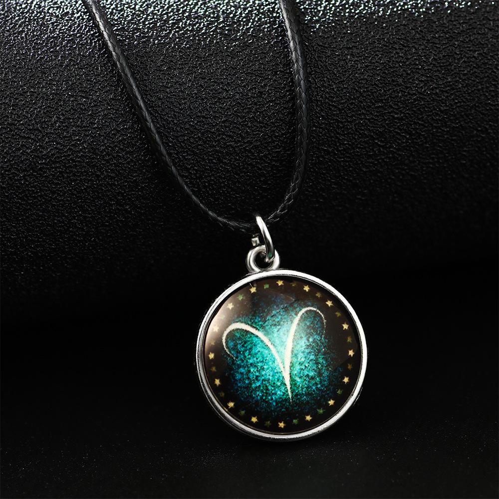 Twelve Constellations Luminous Glass Pendant Necklace - Personalized Fluorescent Student Jewelry