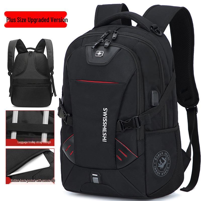 Swiss Men's Large Capacity Waterproof Travel Backpack - Lightweight Laptop Bag for High School Students