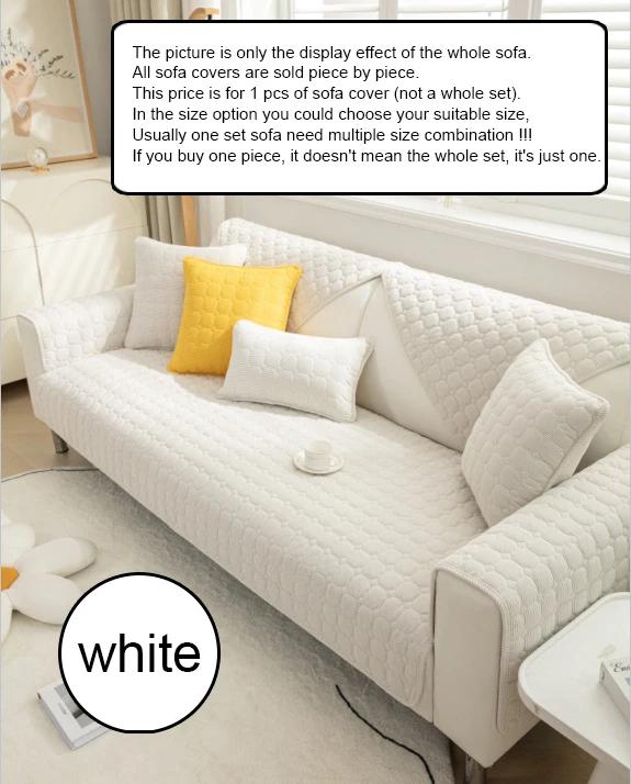 Corduroy Sofa Cover Mat Solid Color Thick Plush Sofa Towel Universal Non-Slip Corner Sofa Cushion Armrest  Home Decoration Cover