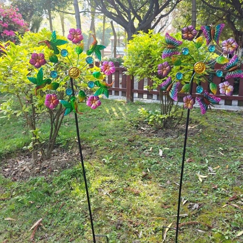 Iron Windmill Outdoor Garden Villa Metal Ground Plug Crafts Flower Insert Decoration Ornament
