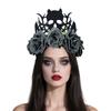 Adjustable Witch Devil Crowns Headpiece For Halloween Parties Soft Fabric Roses Costume Decoration
