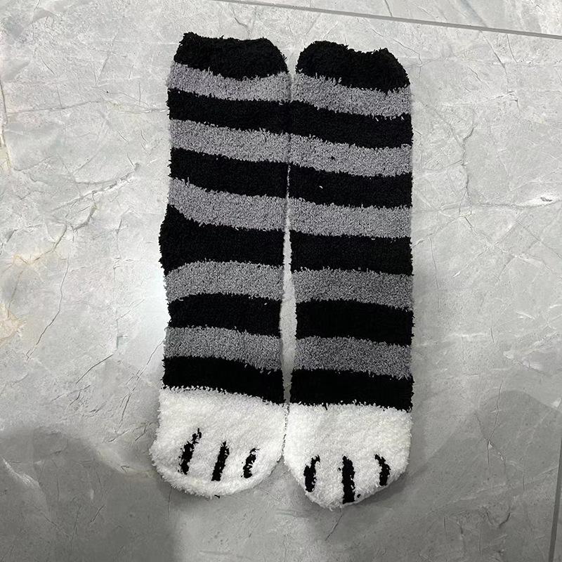 Female Autumn and Winter Lovely Cat PAWS Thickened Warm Floor Sleeping Socks