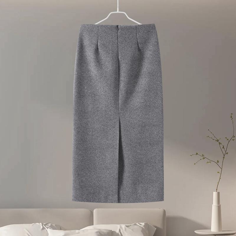Woolen Blazer Coat Skirt Sets Women Notched Button Up Slim Jacket Zipper Skirt Suits 2 Pieces Female 2025 New Elegant Thicken Spring Autumn Set