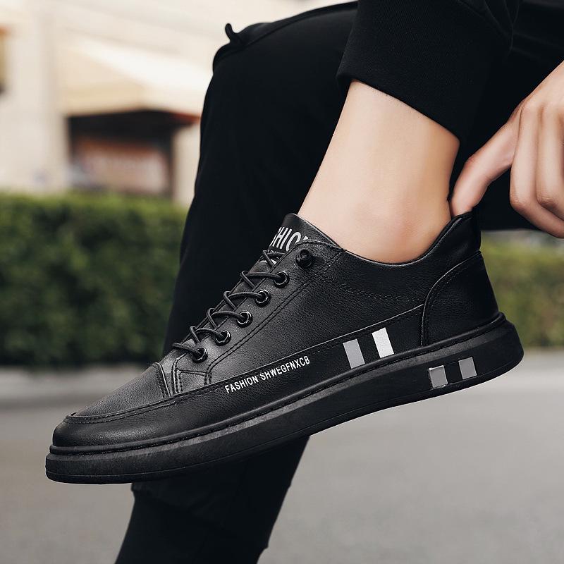 2024 Men's Breathable White Sneakers: Trendy Korean Casual Leather Shoes for Spring