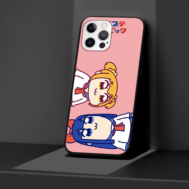 Pop Team Pipi Anime Kılıf Apple Iphone 14 11 13 Mini 12 Pro Max Xr 7 8 +Se 2020 Xs 6 6s Plus 5 5s Siyah Silikon Telefon Kılıfı