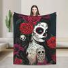 Sugar Skull Knitted Blankets Coral Fleece Plush Beautiful Girl Warm Throw Blanket for Bedroom Sofa Bed Rug