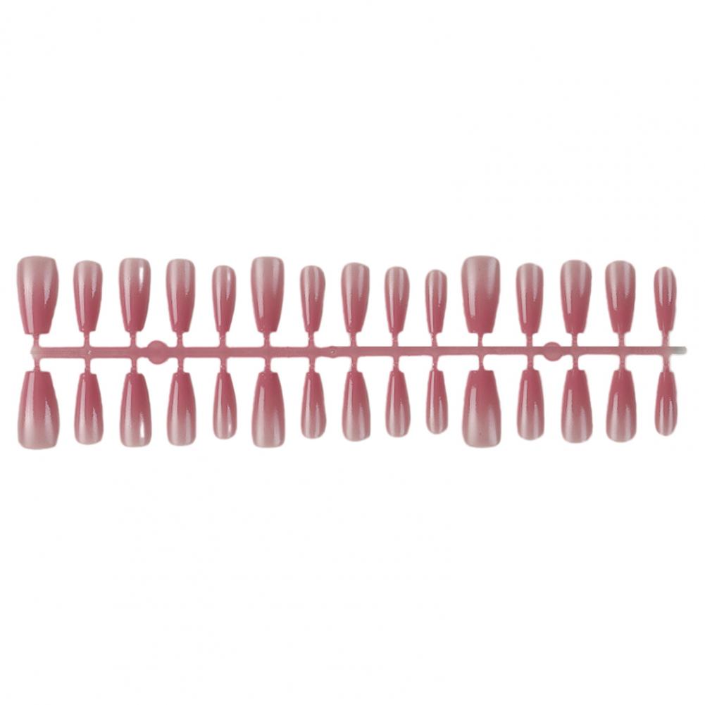 1 Bag Fake Nails Gradient Wearing Nail Blush Handmade Natural Perfect Fitting Trace-less Fake Nails for Natural Curvature