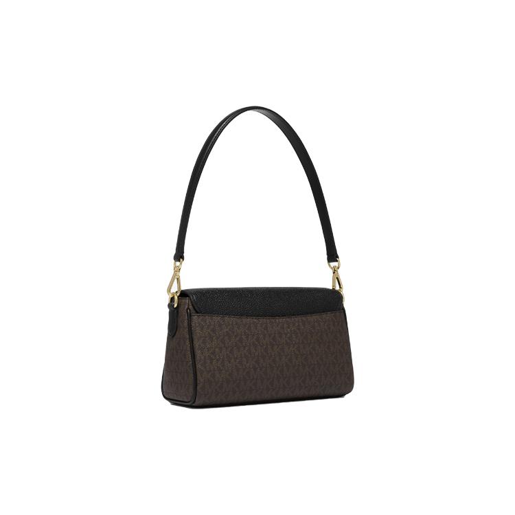 New MICHAEL KORS Fleur Cow Leather Baguette Bag Shoulder Bag Small Women's Dark Brown & Black 32F3G6FC1B-292