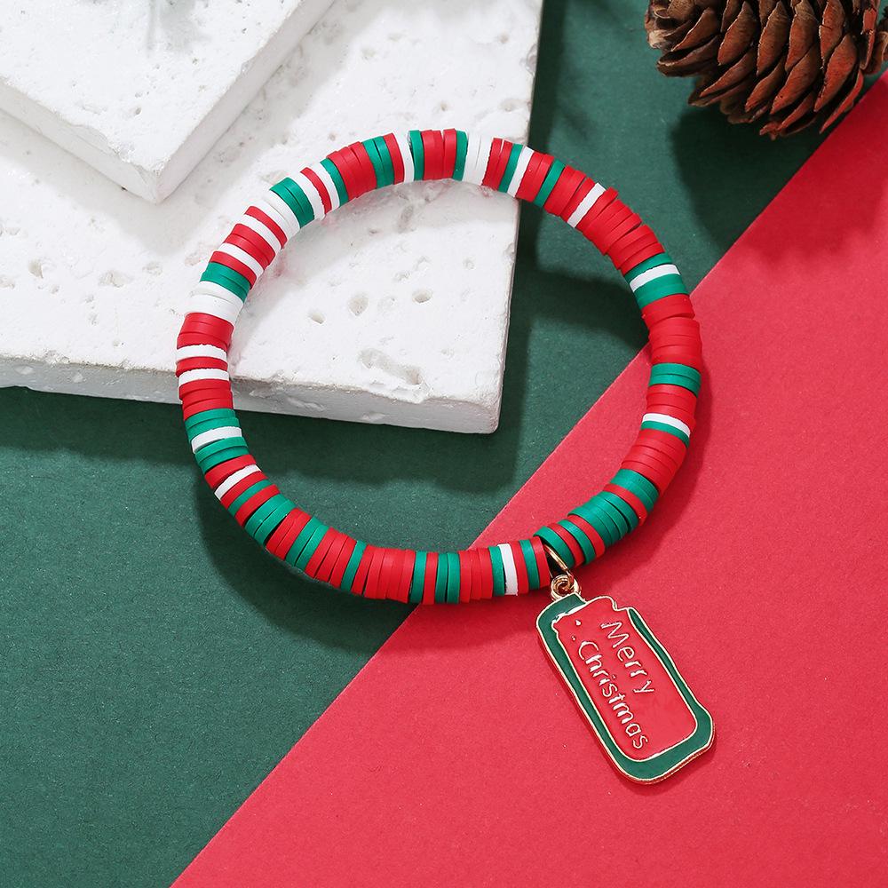 European and American Christmas popular soft pottery bracelet, elk snowman Christmas tree alloy pendant, gift jewelry