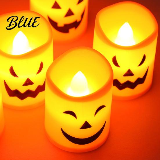 Realistic Flickering Flameless Candles 6 Pcs Battery Operated Tea Lights Orange Electric Fake Ghostly Patterned LED Candles Halloween Spooky Pumpkin