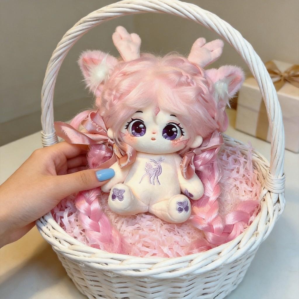 Cotton Plush Doll With Deer Horns For Girls Gift And Collectible Decor