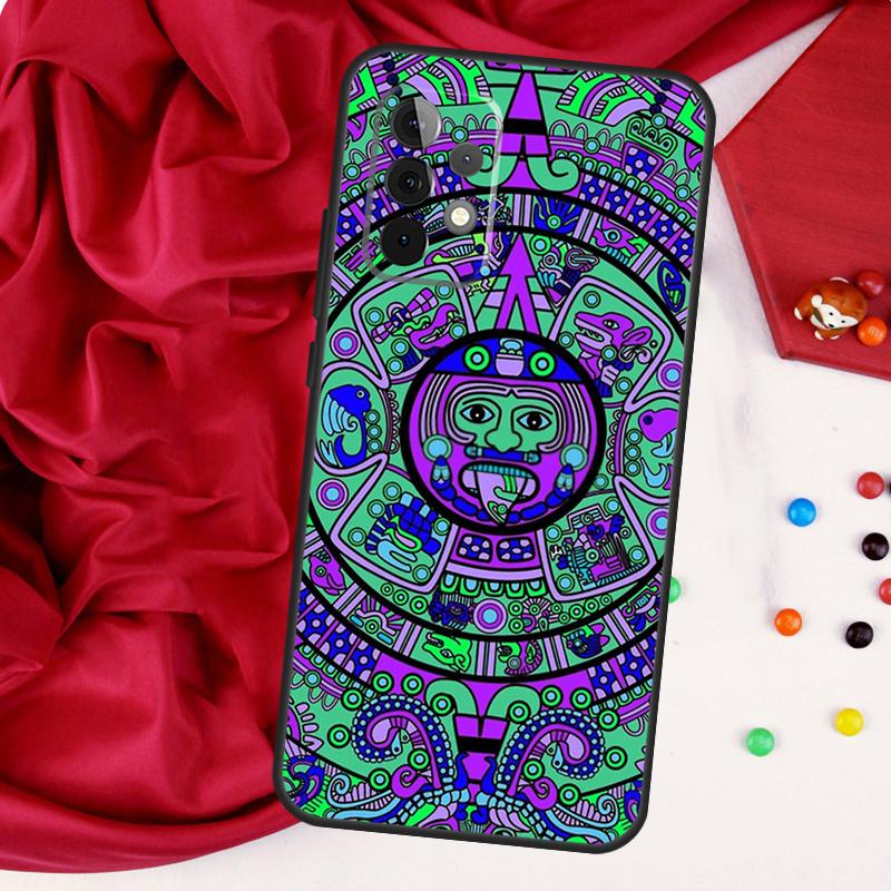 Mayan Calendar Wood Pattern For Samsung Galaxy A55 A53 A33 A13 A35 A15 A36 A56 A26 A16 A22 A32 A52 A54 A34 A06 A05 Case