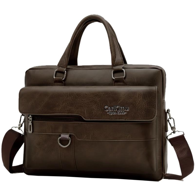 The neutral color men's handbag is suitable for business trips and can also be carried  e shoulder.It is made of PU material
