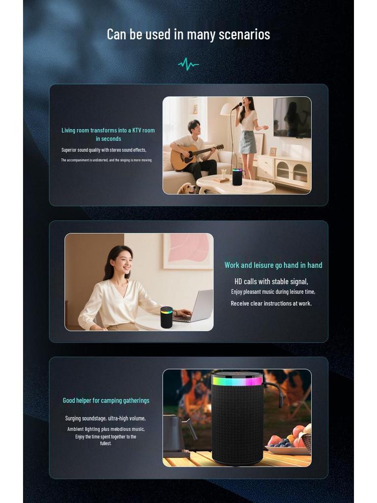 Seven-Color Ambient Light Bluetooth Speaker: Portable Wireless Speaker with Card Slot & Super Bass Subwoofer