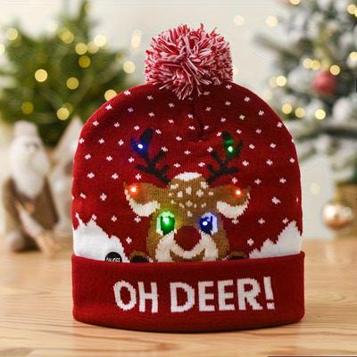 High qualityChristmas Theme Hat With A Pom-pom, Decorated With Patterns, For Winter Use, Suitable As A Christmas Gift; One