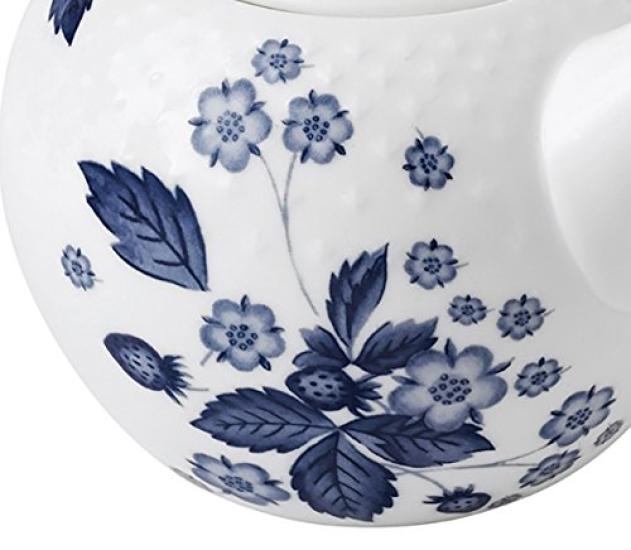 [Official Import] Wedgwood Strawberry Bloom Indigo Japanese Teapot, Wedding Gift, 40000820