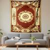 Classic French Aubusson Rug Burgundy Red Cream Medallion Floral Border Wall Tapestry Baroque Decor for Living Room Bedroom