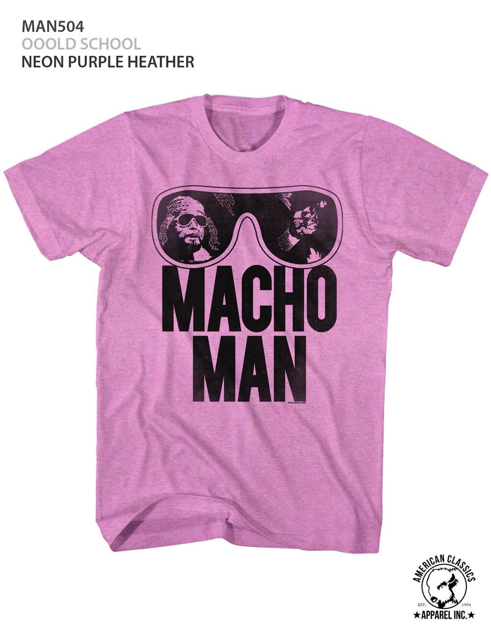 Macho Man Ooold School Neon Purple Heather Adult T-Shirt Mens Womens Tees Top M
