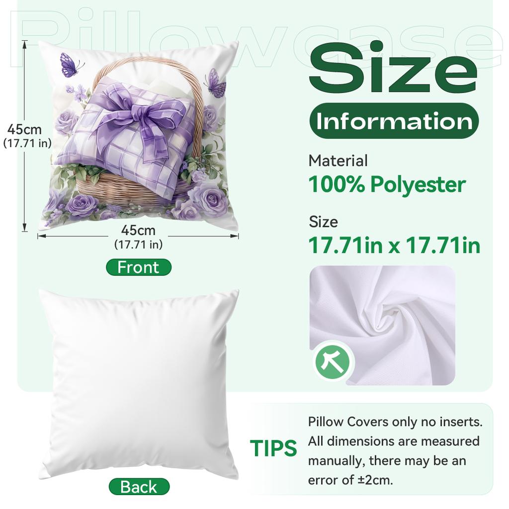 Purple Lavender Rose Cushion Cover Bedroom Car Home Sofa Decorative Pillowcase Vintage Throw Pillow Case