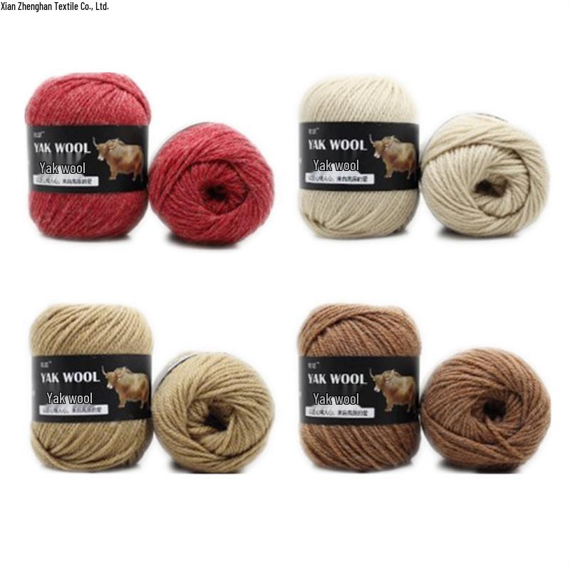 Yak Wool 3-Ply Hand-Knitted Medium-Thick Yarn for Sweaters, Coats, Scarves, and Hats (DIY).