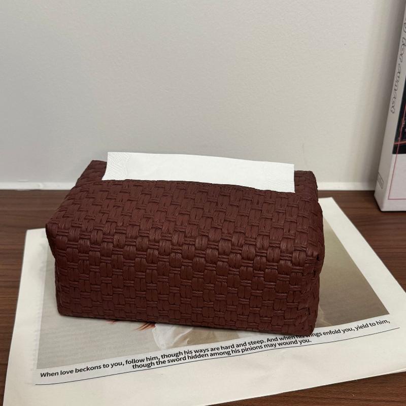 Decorative Vine Pattern Waterproof Leather Tissue Box with Drawer Practical Napkin Storage Organizer for Household Daily Use