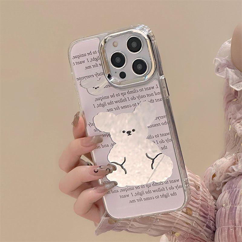 Full screen English bear for iPhone17PorMax mobile phone case 16 Apple 12 mirror 14/13 large hole 15